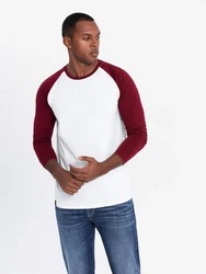 OMBRE Langarmshirt mit kontrastierenden Raglanärmeln Dunkelrot/Bordeaux