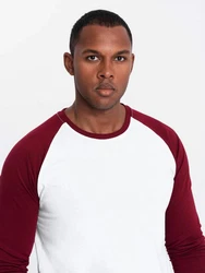 OMBRE Langarmshirt mit kontrastierenden Raglanärmeln Dunkelrot/Bordeaux