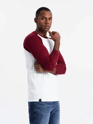 OMBRE Langarmshirt mit kontrastierenden Raglanärmeln Dunkelrot/Bordeaux