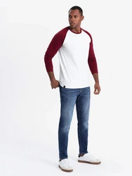 OMBRE Langarmshirt mit kontrastierenden Raglanärmeln Dunkelrot/Bordeaux