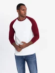 OMBRE Langarmshirt mit kontrastierenden Raglanärmeln Dunkelrot/Bordeaux