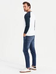 OMBRE Langarmshirt mit kontrastierenden Raglanärmeln Weiß/Dunkelblau/Hellblau/Creme