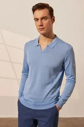 Silk and Cashmere Langarm-Poloshirt Herren 