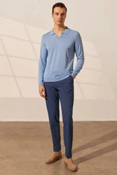 Silk and Cashmere Langarm-Poloshirt Herren 