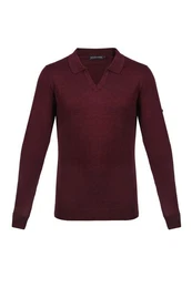 Sweater Luxurises Langarm-Poloshirt Herren, 75% Wolle, 25% Seide, S-2XL