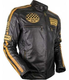 Lederjacke Herren Biker Leder Jacke Freizeit Motorrad Lederjacke mit Protektoren Klassischer Highway-Look mit Protektoren
