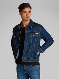 Jeansjacke SLIM DENIM JACKET Brusttaschen, Logodruck