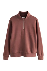Next Jersey-Sweatshirt mit Reißverschlusskragen Braun/Dunkelrot/Rot/Bordeaux