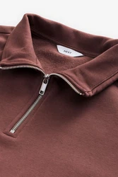 Next Jersey-Sweatshirt mit Reißverschlusskragen Braun/Dunkelrot/Rot/Bordeaux
