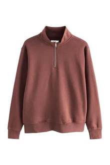Next Jersey-Sweatshirt mit Reißverschlusskragen Braun/Dunkelrot/Rot/Bordeaux