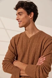 Silk and Cashmere Sweater Herrenpullover Braun/Beige/Orange