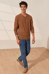 Silk and Cashmere Sweater Herrenpullover Braun/Beige/Orange
