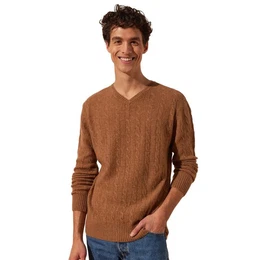 Sweater Geflochtener Herrenpullover aus Wolle & Kaschmir, weich