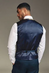 Next Frackweste Regular Fit Weste für besondere Anlässe Hellblau/Blau/Beige/Dunkelblau