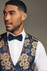 Next Frackweste Regular Fit Weste für besondere Anlässe Hellblau/Blau/Beige/Dunkelblau