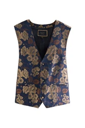 Next Frackweste Regular Fit Weste für besondere Anlässe Hellblau/Blau/Beige/Dunkelblau