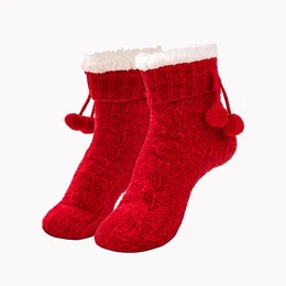 Httensocken Hausschuhe Stiefelsocken Lammfell ABS Gr. 35-42 Plsch Hausschuhe (2-tlg., 1 Paar) mit einem rustfesten sohle