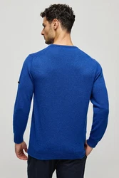 Silk and Cashmere Herrenpullover Blau/Dunkelblau