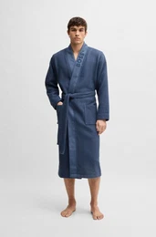 Morgenmantel Waffle Kimono, Grtel, mit groem Logo aus Velours