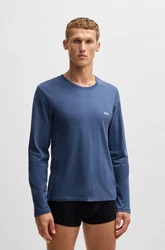BOSS Langarmshirt R-Neck Classic 3-tlg (Logo-Schriftzug) Dunkelblau/Blau/Pastell