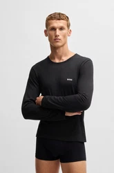 BOSS Langarmshirt R-Neck Classic 3-tlg (Logo-Schriftzug) Dunkelblau/Blau/Pastell