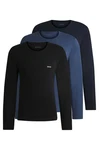 BOSS Langarmshirt R-Neck Classic 3-tlg (Logo-Schriftzug) Dunkelblau/Blau/Pastell