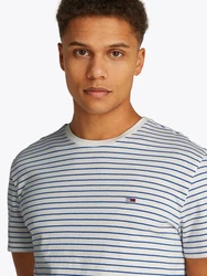 Tommy Jeans Rundhalsshirt TJM SLIM STRIPE TEE Weiß/Hellblau/Grau