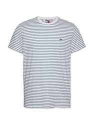 Tommy Jeans Rundhalsshirt TJM SLIM STRIPE TEE Weiß/Hellblau/Grau