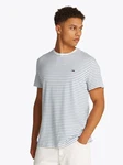 Tommy Jeans Rundhalsshirt TJM SLIM STRIPE TEE Weiß/Hellblau/Grau