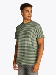 Tommy Jeans Rundhalsshirt TJM SLIM STRIPE TEE Dunkelgrün/Grün