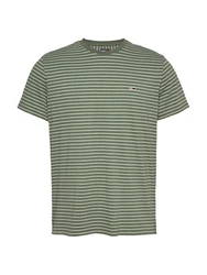 Tommy Jeans Rundhalsshirt TJM SLIM STRIPE TEE Dunkelgrün/Grün