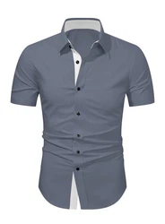 JMIERR Businesshemd Regular Kentkragen Uni Grau/Dunkelblau/Blau