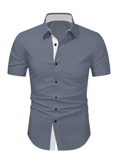 JMIERR Businesshemd Regular Kentkragen Uni Grau/Dunkelblau/Blau