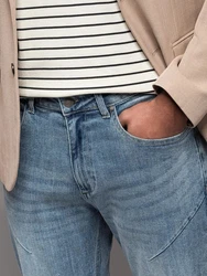 OMBRE Jeans Denim-Hose CARROT FIT Hellblau/Blau/Beige