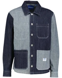 Langarmhemd Herren Overshirt aus Denim-Mix EBERSE Relaxed Fit (1-tlg)