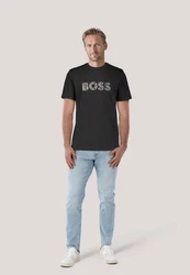 BOSS T-Shirt TE_LOGOTEXTURE Regular Fit Schwarz/Braun/Rosa/Gold