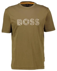 BOSS T-Shirt TE_LOGOTEXTURE Regular Fit Dunkelgrün/Braun/Gold/Beige
