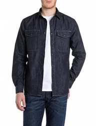 Replay T-Shirt Langarmhemd Dunkelblau/Blau