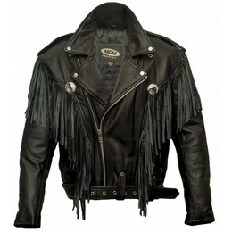 Motorradjacke Chopper Lederjacke aus Rindsleder, Motorradjacke, Biker Jacke, Fransen Fransen Lederjacke mit Protektoren