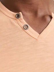Jack & Jones T-Shirt JJESPLIT NECK TEE SS NOOS (1-tlg) Orange