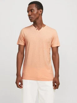 Jack & Jones T-Shirt JJESPLIT NECK TEE SS NOOS (1-tlg) Orange