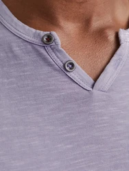 Jack & Jones T-Shirt JJESPLIT NECK TEE SS NOOS (1-tlg) Lila/Grau