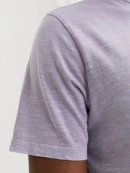 Jack & Jones T-Shirt JJESPLIT NECK TEE SS NOOS (1-tlg) Lila/Grau