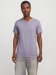 Jack & Jones T-Shirt JJESPLIT NECK TEE SS NOOS (1-tlg) Lila/Grau
