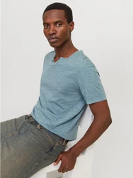 Jack & Jones T-Shirt JJESPLIT NECK TEE SS NOOS (1-tlg) Blau/Grau/Hellblau