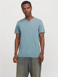 Jack & Jones T-Shirt JJESPLIT NECK TEE SS NOOS (1-tlg) Blau/Grau/Hellblau