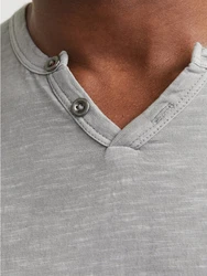 Jack & Jones T-Shirt JJESPLIT NECK TEE SS NOOS (1-tlg) Hellgrau/Grau/Dunkelgrau