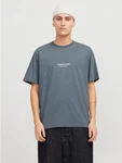 Jack & Jones T-Shirt JORVESTERBRO Grau/Dunkelblau/Blau/Dunkelgrau