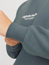 Jack & Jones Sweatshirt Relaxed Fit JORVESTERBRO 6020 dunkelgrau/wei