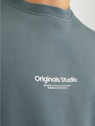 Jack & Jones Sweatshirt Relaxed Fit JORVESTERBRO 6020 dunkelgrau/wei